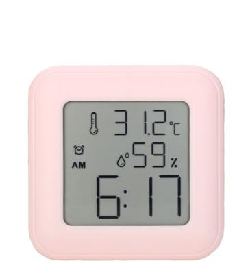 China Digital Indoor Termometer Hygrometer Temperature And Humidity Alarm Clock All Season for sale