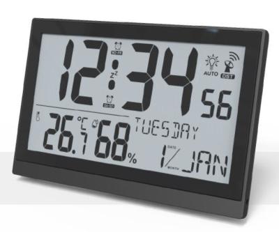 China Temperature Calendar Indoor Thermometer with Digital LCD Display and RCC Alarm Clock for sale