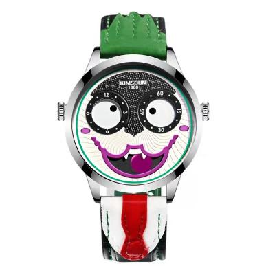 China Wholesale Customization KIMSDUN brand waterproof quartz watch leather belt clown leisure Chinese waterproof Russian fashion watch for sale