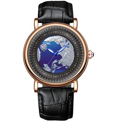 China KIMSDUN day/date brand factory wholesale 3D engraved planet surface men's automatic mechanical watch for sale