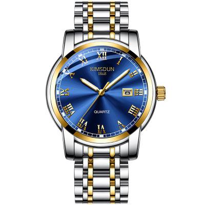 China KIMSDUN day/date brand factory direct sales fashion quartz luminous men's calendar watch for sale