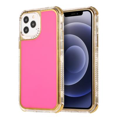 China Anti-drop 2021 honatop 3 in 1 luxury premium plating pink women for iphone 13/12pro 2020 max cell phone case for sale