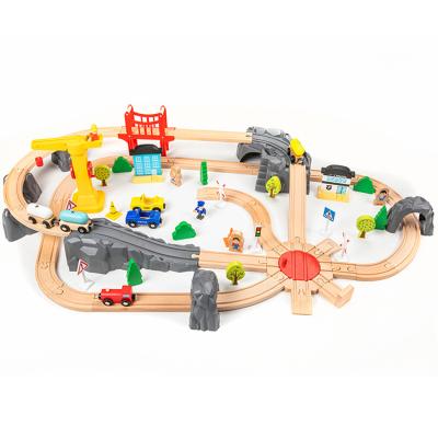 China Educational Children's Wooden Train Track Long Pretend Educational Toys Sets Parent-child Family Games OEM Racing Whole Sale for sale