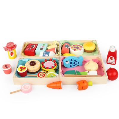 China Wooden Educational Children's Play Food and Grocery Sets Kitchen Toys Simulation Pretend Fruit Cutting Educational Birthday Gifts for sale