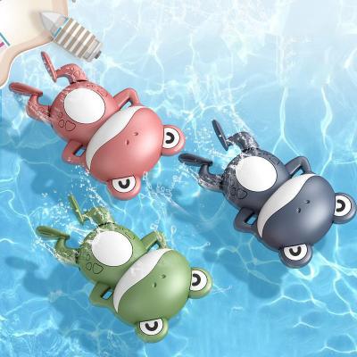 China High Quality Plastic Educational Frog Hot Selling High Quality Swimming Water Toys Work Clock Bath Baby Shower First Study Gift for sale