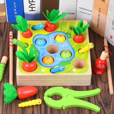 China Montessori Educational Wooden Fishing Games Carrots Planting and Harvesting Practical Ability Development Happy Farm Toys Early Children's Gifts for sale