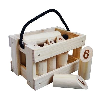 China Educational Finnish Bowling Throwing Kubb Wooden Lawn Toys Whole Family Fun Game Outdoor Traditional European Yard Games for sale