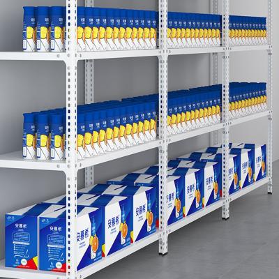 China Double Sided Q195 Material Light Duty Slotted Corner Racking Shelves for sale