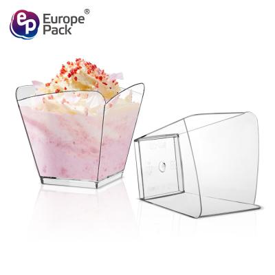 中国 Wholesale mini disposable pudding jelly ps tasting cup plastic mousse square plastic ice cream cup 販売のため