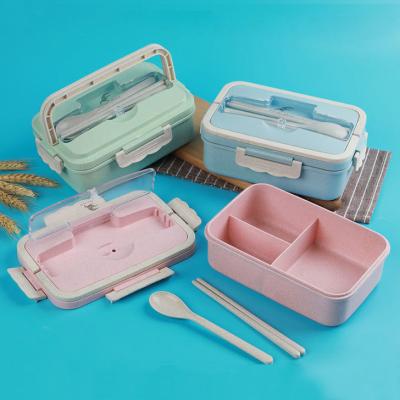 China 100% Food Grade Material Microwave Heated Biodegradable Bento Tiffin Box Food Storage Container Wheat Straw Lunch Box for sale