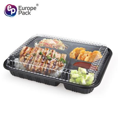 China Japanese Disposable Bento Tiffin Lunch Boxes Black with 5 Compartments Storage Boxes & Bins Food Container Plastic for F for sale