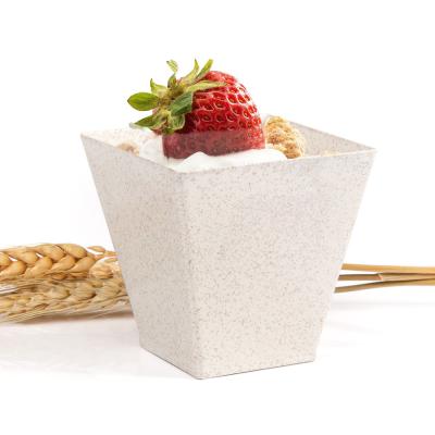 Cina Best Selling ice cream square mousse plastic dessert cup biodegradable wheat straw cup in vendita