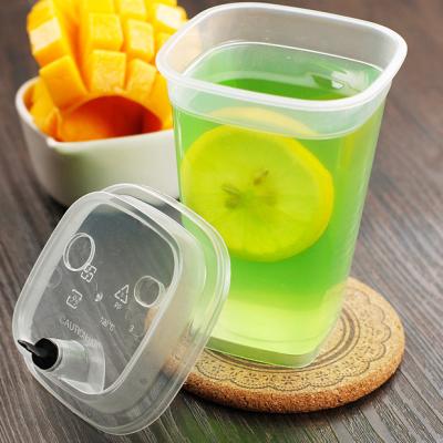 China Square PP 400ml disposable plastic cup for fruit milk tea plastic drinking cup for sale