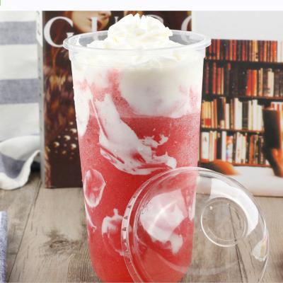 Cina 700ml PP U Shape cup Clear Disposable Plastic cup Boba Bubble Milk Tea Cold Drinking Cup in vendita