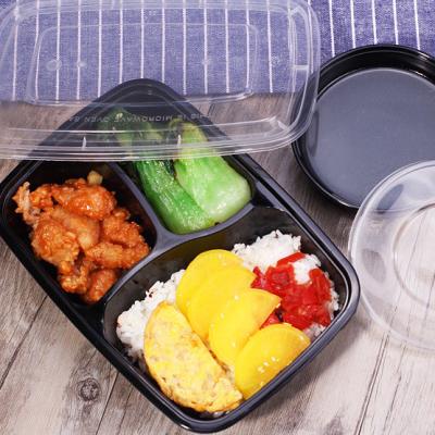 Cina New design disposable PP 3 compartment food container with sauce dish in vendita