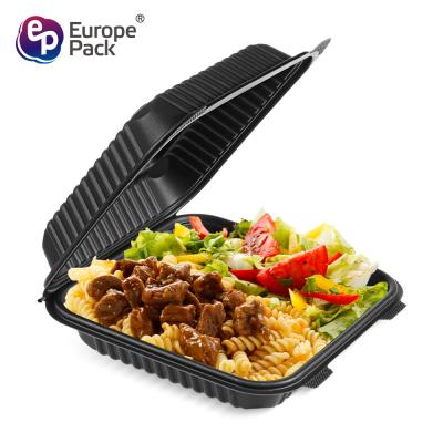 China New arrival biodegradable corn starch 8 inch clamshell black food bento lunch boxes zu verkaufen