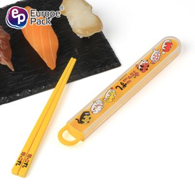 China Kids cartoon plastic chopsticks with box for sale