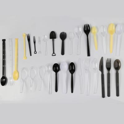 China OEM pp/ps/pla plastic flatware cutlery sets ,disposable flight plastic spoon fork and knife wholesales color size custom Te koop