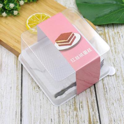 Cina Including fork Transparent Pet Rectangle Dessert Cake Boxes Small Clear Slice Roll Cake Plastic Packaging in vendita