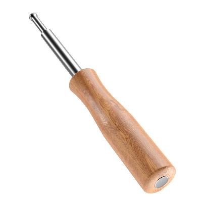 China Luxury Premium Accessories Smoking Store, Large Wax Dab Tool, Stainless & Wood Handle, Free Custom Logo for sale