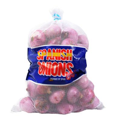 China Recyclable pp gauze mesh bags with label for onions patatoes and polymesh bags for firewoods for sale