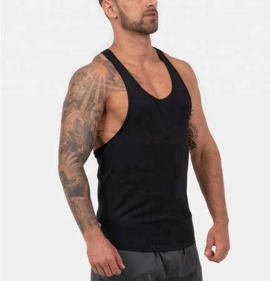 China PATON Manufacturer Anti-pilling OEM Your Own Design Contrast Laser Cut Back Panel Mens Workout Tank Top for sale