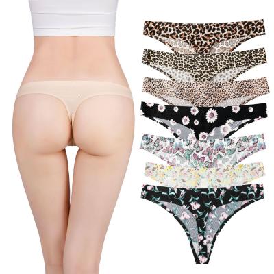 China Antibacterial Seamless Panties Thongs For Women No Exposure Thong Underwear For Women 5-10 Pack for sale