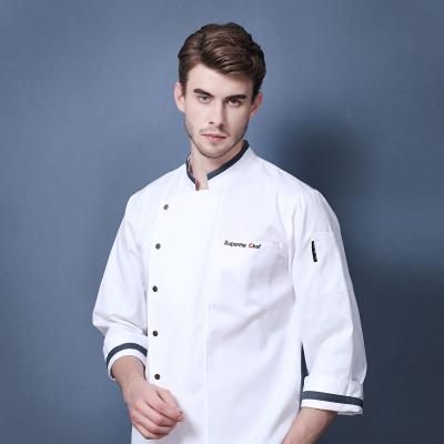 China Button Front Cook Shirt Hotel Restaurant Unisex Standard White Kitchen Bake Chef Unisex Cake Design Uniform Jacket Overall for sale