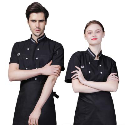 China 8 Buttons Chef Coat with Full Sleeves 2020 Chefs Uniform Jacket Coat Hotel Restaurant Hotel Short Cross Sleeves Kitchen Unisex for sale