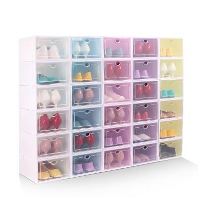 China Custom Materials Durable Printing Multi Size PVC Shoe Box Recycled Transparent Boots Sport Shoes Storage Box for sale