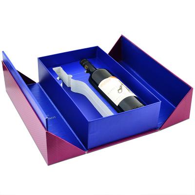 China High End Recycled Materials Red Wine Packaging Box Double Door Wine Bottle Box Custom Printed Logo Gift Box for sale