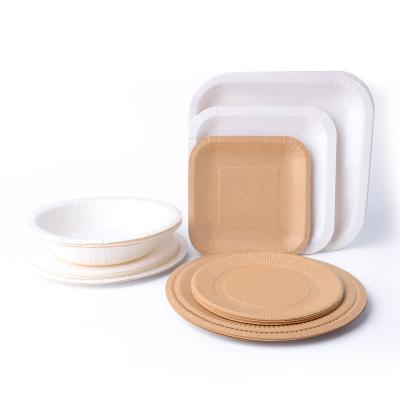 China Disposable Disposable Paper Plate Wrapping Paper Round Cake Plate Takeout Portable Food Packaging for sale