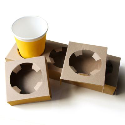 China Custom Corrugated Disposable Coffee Drinks Tea Milk Rack Materials Recycled Takeaway Paper Cup Holder for sale