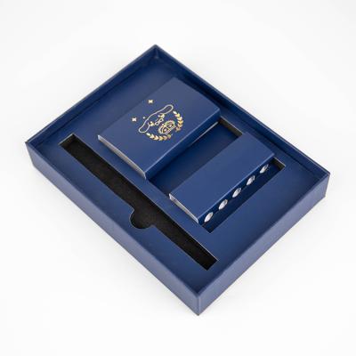 China Custom Printed Recycled Materials Gift Box Packaging With Tray Gold Lid Box With Paper Foam For Pen Cosmetic Necklaces for sale