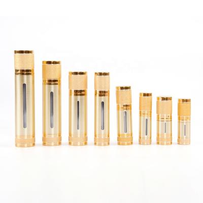 China Cosmetic Luxury New Design Aluminum Airless Pump Bottle With Gold Sand for sale