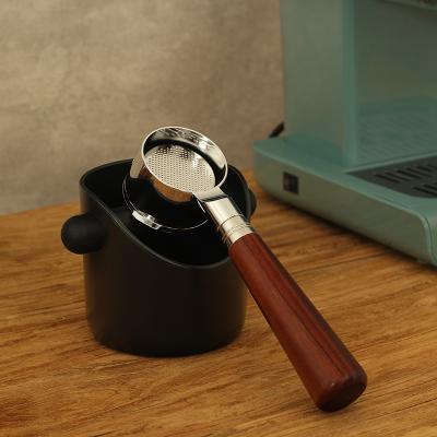 China Sustainable wholesale black plastic coffee container bartender tools coffee shop accessories coffee knockbox for sale