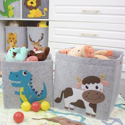 China Felt Toy Storage Kids Toy Organizers Storage Boxes Portable Stock Children's Bins Living Room Plant Debris Basket for sale