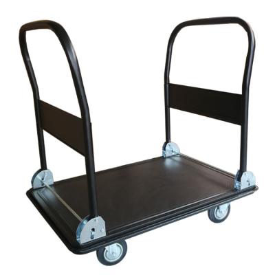 China Storage Material Handling Large Platform Cart With Sides Double-handled Flat Panel Cart for sale