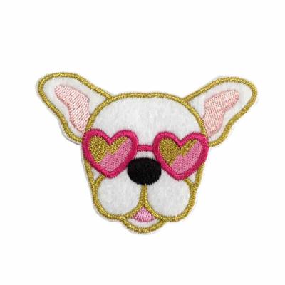 China custom 3D peach heart embroidery patches felt border iron on for for sale