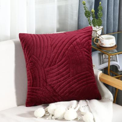 China Hotel Hot Sale Cushion Cover Dark Red Color Cushion Pillow Square Tiles For Sofa Seat for sale