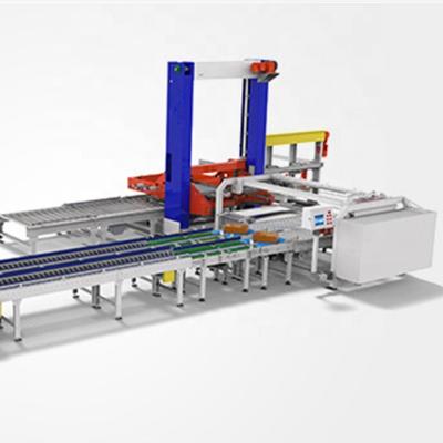 China High Speed ​​Food Palletizer / Low Level Shrink Cardboard Case Packs Double Tunnel Paper Palletizer Machine for sale