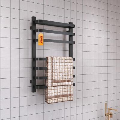 China Aluminum Heater EVIA Wall Mounted Black Bathroom Electric Towel Rail for sale