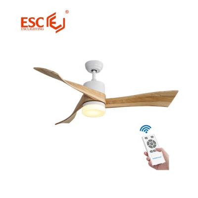 China 52 Inch Ceiling Fan Dc Wood Tone Lights Elegant Vintage Hotel Room 3 Silent Saving Energy With Light for sale