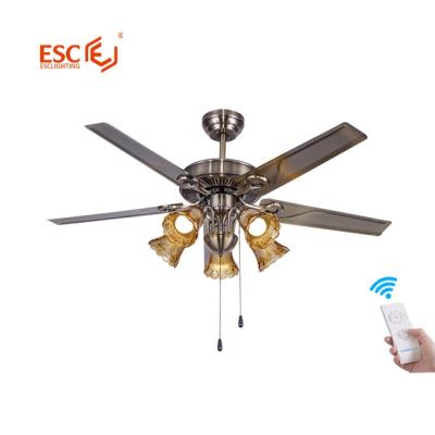 China Hot Sale E27*3/E27*5 Palm Style Natural Color Palm Leaf Lamp E27 Fan Lamp Remote Control Decorative Ceiling Fan With Light for sale