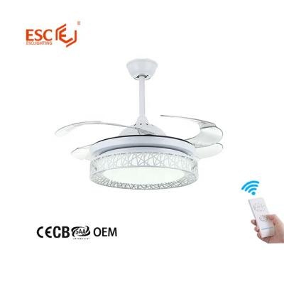 China Modern Home Smart 3 Tone Remote Lights 3 42 Inch Energy Savings Retractable Fan Fan Speed ​​Led Ceiling for sale