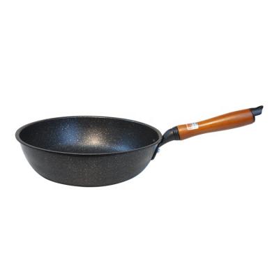 China Japandi High Quality Non-Stick Medical Stone Nonstick Household Pan Synthetic Wooden Handle Cookware Frying Pan For Stir-Fried Beef for sale