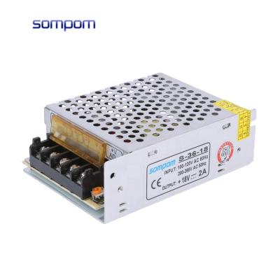 China Led Driver Factory Sale Power Supply 18V 2A AC to DC Switch Mode Power Supply for sale