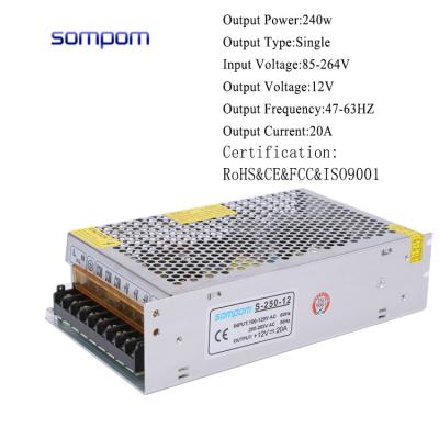 China LED Lighting Driver CE Approved AC 100-240V Input To DC 12v 20a 250w 12V SMPS Switch Mode Power Supply for sale