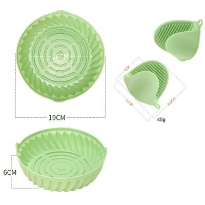 China Sustainable Customized color environmental non-stick basket reusable liner air fryer silicone pot for air fryer with hand protectors gloves for sale