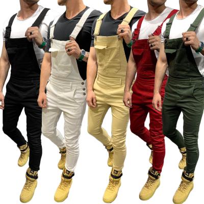 China OEM Viable Men's Denim Bib Streetwear Overalls Mens Moto Biker Jeans Street Wear Hip Hop Men for sale